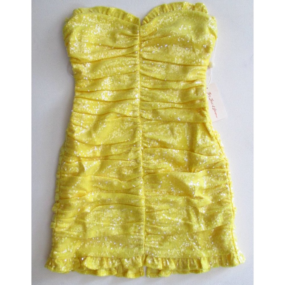 FOR LOVE & LEMONS SAMPLE STRAPLESS SEQUIN DRESS S